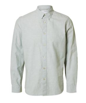 Selected Noos Hemd Leinen iceberg green