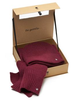 Prince Bowtie Schal + Mütze Set bordeaux