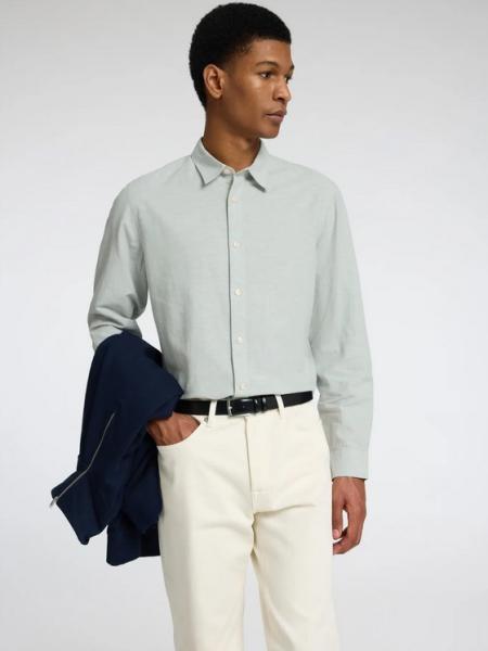 Selected Noos Hemd Leinen iceberg green
