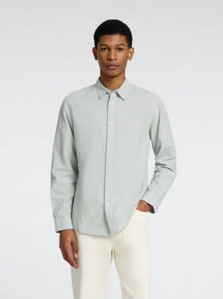 Selected Noos Hemd Leinen iceberg green